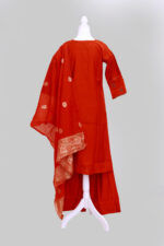 Vatican Silk set with dupatta Orange  colour - Image 3