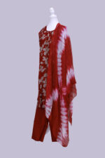 Vatican Cotton set with dupatta Maroon and half white floral design - Image 5