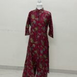 Cord set Cotton silk Dark pinkish maroon colour