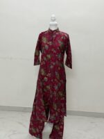 Cord set Cotton silk Dark pinkish maroon colour
