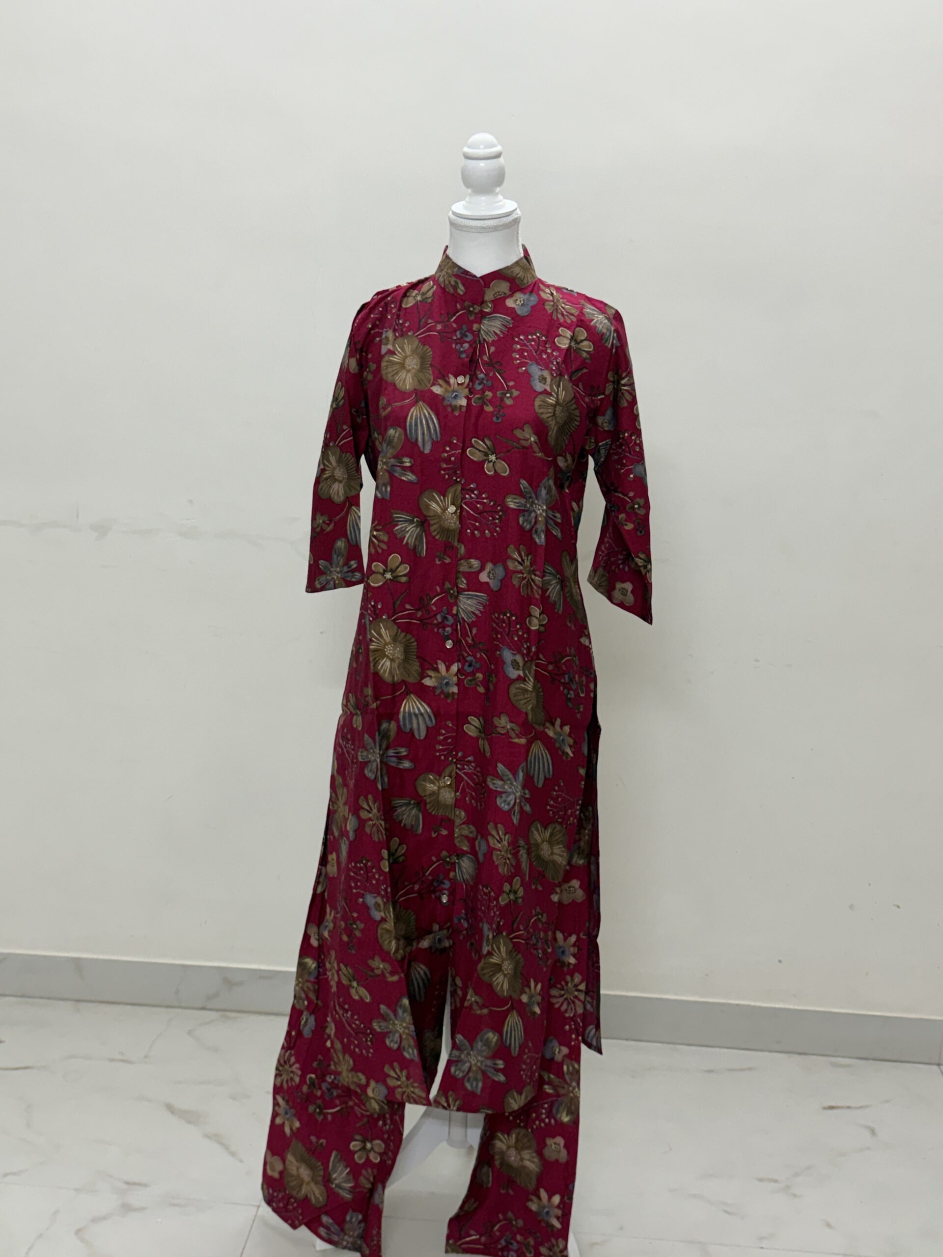 Cord set Cotton silk Dark pinkish maroon colour M L XL XXL Rs.650 Cord set Cotton silk Dark pinkish maroon colour - Image 1