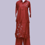 Cord set Cotton silk Rust red colour