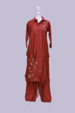 Cord set Cotton silk Rust red colour