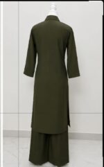 Cord set cotton silk Dark olive green colour - Image 2
