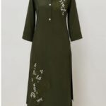 Cord set cotton silk Dark olive green colour