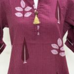 Short top Dark pink leaf design