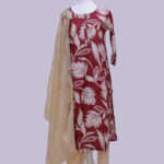 Vatican Cotton Cream and Magenta colour with floral designs