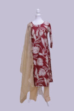 Vatican Cotton Cream and Magenta colour with floral designs