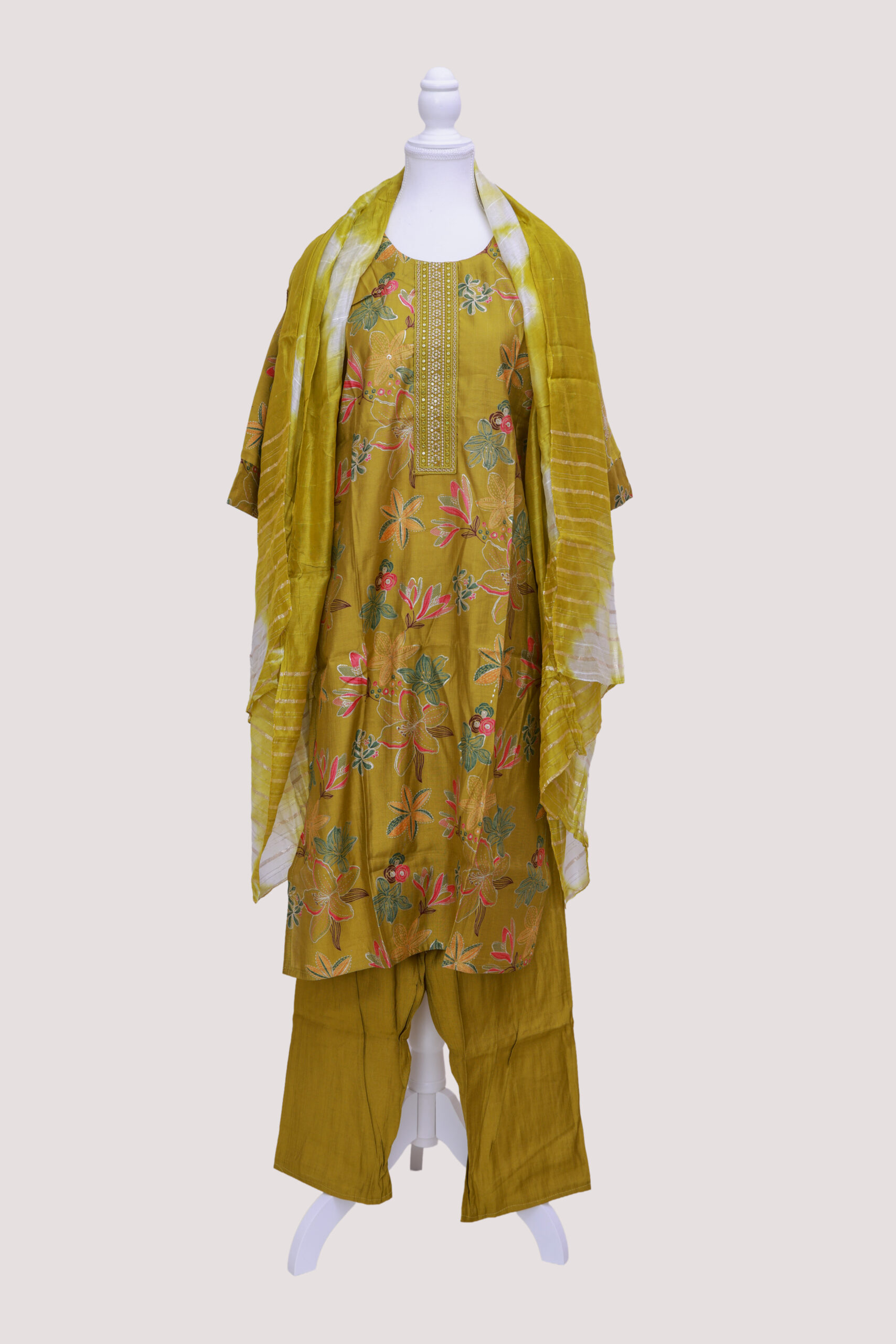 Vatican Silk Light Green colour XXL 850 Vatican Silk set with dupatta Light Green colour - Image 1
