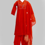 Vatican Silk set with dupatta Orange  colour
