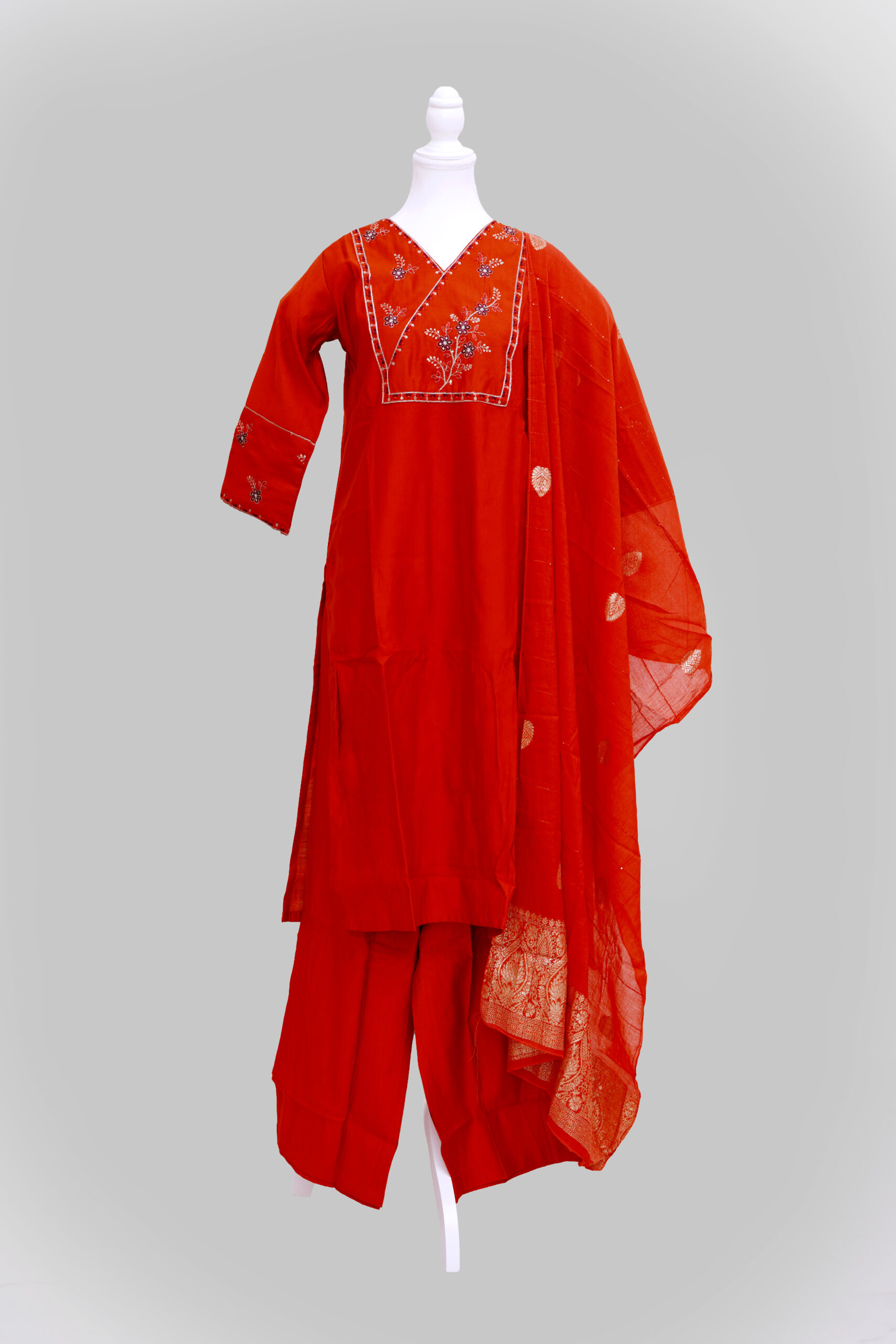 Vatican Silk Orange colour M L XL XXL 850 Vatican Silk set with dupatta Orange colour - Image 1